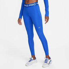 Mallas Nike Pro 365 - Blue Nike Pros, Legging Nike, Royal Blue Leggings, Mesh Panel Leggings, Women's Tights, Lycra Leggings, Nike Pro Leggings, White Kicks, Nike Pro Women