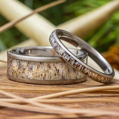 Matching Deer Antler Wedding Bands Country Wedding Rings Sets, Western Wedding Rings Sets, Antler Wedding Ring, Country Wedding Rings, Antler Engagement Ring, Deer Antler Wedding Rings, Western Engagement Rings, Hunting Couple, Custom Mens Wedding Bands