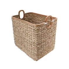 an empty basket with handles on it