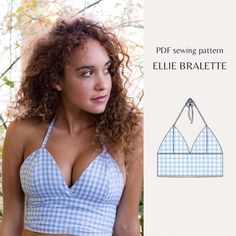 🌟 PDF Schnittmuster: Ellie Bralette Crop Top mit offener Schnürung am Rücken - Anfänger 🌟 Bitte beachten Sie: Dies ist ein PDF-Muster zum digitalen Download, kein physisches Produkt. 🌟 Warum ist diese Anleitung nur in den Archiven/zum Verkauf? 🌟 Dieses Muster ist ein Muster von NH Patterns im Ruhestand. Die Größe wurde nicht auf einen vollen Größenbereich aktualisiert, es gibt keine Dateien für dieses Muster und das Muster hat keine Ebenen. Eines der ersten Modelle von NH Patterns! Dieses Mo Bralet Pattern, Diy Clothes Storage, Crop Top Styles, Bralette Pattern, Pattern Tiles, Diy Clothes Refashion, Crop Top Pattern