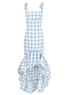 La Palma Dress in Blue Gingham | Over The Moon Gingham Dress Outfit, Urban Sprawl, Gingham Outfit, Derby Dress, 20th Century Fashion, Dinner Dress, Blue Gingham, Gingham Print, Gingham Dress