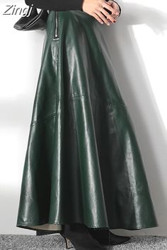 Hunter Green Leather Skirt, Work Skirts Professional Long, Skirts Korean, Pu Leather Skirt, Solid Skirt, Clothes Korean Style, Womens Maxi Skirts, Long Skirts For Women, Skirt Women