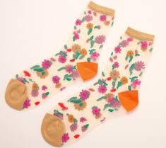 A sweet treat for the feet, this pair of Sock Candy crew socks is a celebration of comfort and style with sheer fabric and perky prints. Why shouldn't your feet have a little fun? From Sock Candy. Sock Candy, Turquoise Heels, Lace Ankle Socks, Bold Heels, Floral Socks, Heeled Mule, Sheer Socks, Ankle Sock, Fall Transition