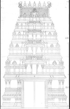 an architectural drawing of a temple in india