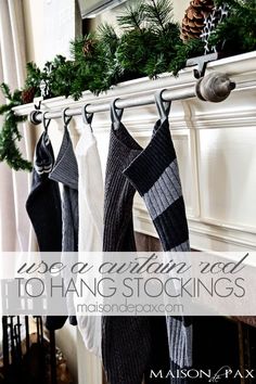 christmas stockings hanging on a fireplace mantel