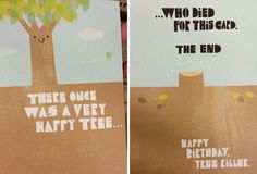 there is a birthday card with a tree on it