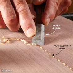 an older man working with woodworking tools on a piece of wood that is being cut