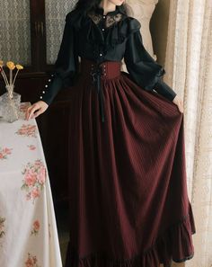 <Item>

・Blouse & skirt



 <Material>

・polyester



 <Model worn>



 Wearing size


 S size







 model dimensions


 Height: 158cm

 Weight: 43kg












 <Size>

 ·blouse 







 size

 Length

 bust

 waist

 Sleeve Length

 shoulder width 











 S

 56

 86

 68

 58

 36






 M

 57

 90

 72

 59

 37






 L

 58

 94

 76

 60

 38






 XL

 59

 98

 80

 61

 39












 ·skirt 







 size

 Length

 waist 











 S

 88

 66






 M

 89

 70 Lace Fairy Dress, Academia Dress, Blouse Corset, Red Long Skirt, Vintage Academia, Milkmaid Dress, Black Lace Blouse, Dress Cottagecore, Cottagecore Dress