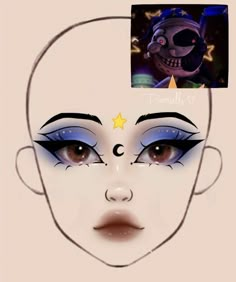 Moondrop Outfit Ideas, Fnaf Makeup Ideas, Fnaf Nails, Makeup Ideas Drawing, Stitch Makeup