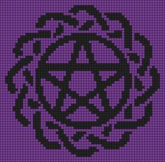 a cross - stitch pattern with an inverted design in black and purple on a purple background