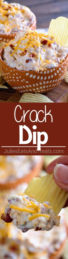 Crack Dip ~ Super Simple Chip Dip Loaded with Cheese, Bacon, Ranch and Sour Cream! via @julieseats Pot Luck Dips, Simple Chip Dip, Easy Chip Dip, Scarsdale Diet, Diet App, Reminder App, Zone Diet, Taco Dip, Pot Luck