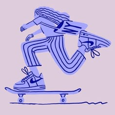 a drawing of a person riding a skateboard