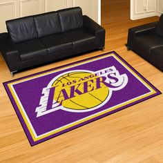 the los angeles lakers rug is on the floor