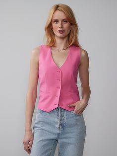 Classic Sleeveless Vest | NY&Co Spring Lookbook, Denim Jacket Short, Figure Dress, Workwear Essentials, Wear To Work Dress, Fashion Bottoms, Fashion To Figure, Little White Dresses, Plus Dresses