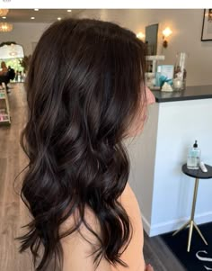 Dark Soft Brown Hair Color, Dark Smokey Brown Hair Color, Brown Bayalage Hair Medium Length, Dark Chocolate Brown With Highlights, Brunette Hair All Over Color, All Dark Brown Hair, Black Hair With Espresso Highlights, Natural Dark Hair Color, Dark Brown All Over Color