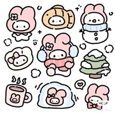 Custom chibi kawaii character Korean Food Stickers, Cute Cat Stickers, Cat Kawaii, Seni Dan Kraf, Hello Kitty Drawing, Cute Doodles Drawings