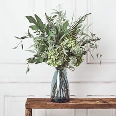 Green Gorgeousness-WYLD HOME Greenery Flower Arrangements, Flower Arrangements Green, Large Arrangement, Foliage Arrangements, Greenery Arrangements, Bridesmaids Bouquet, Home Green, Diy Arrangements, Artificial Bouquet