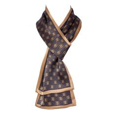 Elevate your style with our men's long silk scarf, seamlessly combining a gentlemanly design with integrated charm. Crafted from double-sided 100% mulberry silk, it offers a sumptuously soft touch. The high-density silk fabric guarantees fashionable colors and robust shapes that rival top brands. Its carefully rolled inner edge exudes quality and durability. Thanks to the plant-based printing and dyeing process, you'll enjoy clean, vibrant patterns bursting with rich, captivating hues. Double-sided 100% Mulberry Silk, Smooth and Soft High-density silk fabric,Sturdy and Durable 6"X59"inches(15X150cm) Fashion Gemstone pattern design in various colors Exquisite inner rolled edge, quality in every detail Plant printing and dyeing, Natural and rich color Gift bag packaging An essential addition Classic Gold Silk Scarf, Elegant Rectangular Scarves For Formal Occasions, Elegant Black Rectangular Silk Scarf, Elegant Rectangular Formal Scarf, Classic Brown Silk Scarf, Luxury Silk Mark Certified Silk Scarf For Formal Events, Luxury Silk Scarf For Formal Occasions, Luxury Rectangular Silk Scarf For Formal Occasions, Elegant Brown Rectangular Silk Scarf