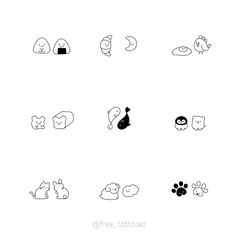 the different types of animals are shown in black and white