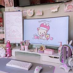 a desktop computer sitting on top of a desk next to a keyboard and mouse pad