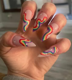 Gay Pride Nail Art, Rainbow Nail Ideas, Pride Nails Designs, Summer Nail Art Ideas, Rainbow Nails Design, Nails Pretty, Summer Nail Art, Colored Acrylic, Colored Acrylic Nails