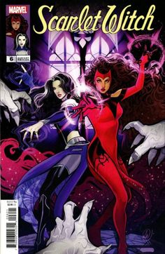 the cover to scarlet witch, featuring two women in red and black outfits