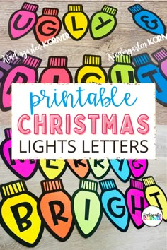 printable christmas lights letters for kids to use in the classroom or on the table