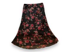 Vintage 1990s romantic whimsygoth mid-rise/low-rise black floral midi-skirt with elastic waist band Era: 1990s Condition: Used, no flaws Size: Small Aesthetics/Keywords: Romantic grunge, romantic goth, 1990s romcom, whimsy goth Whimsy Grunge, Thrift Manifest, Grunge Romantic, Romantic Grunge, Whimsy Goth, Romantic Goth, Fall Inspiration, Floral Midi Skirt, Little Outfits