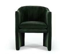 a green velvet chair on a white background