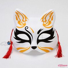 Qteee - Classy Fox Embellished Tassels Cosplay Mask with Vintage Appeal Kitsune Costume, Masquerade Costumes Halloween, Chat Anime, Masquerade Halloween Party, Masks Japanese, Scary Gift, Masquerade Ball Party, Batman Cosplay, Cosplay Mask