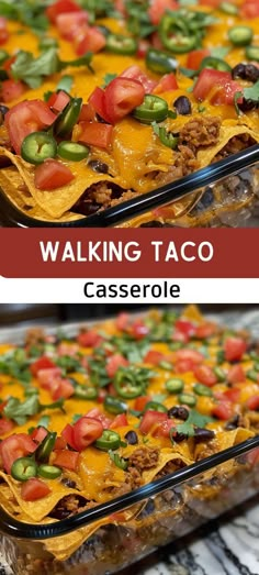 Walking Taco Casserole Walking Tacos Recipe, Walking Taco Casserole, Chicken Taco Casserole, Taco Dishes, Easy Mexican Casserole, Walking Taco, Walking Tacos, Lunch Appetizers