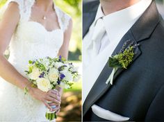 the bride and groom are posing for pictures