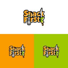 the logo for snack first, which is designed to look like a fork and knife