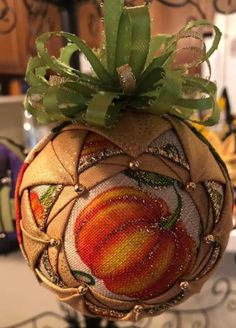 an ornament is hanging on a table