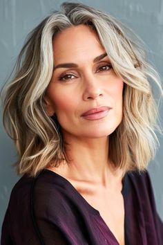 Tousled shoulder length bob hairstyle for women in their 60s. Effortless Waves, All Face Shapes, Classic Bob, Long Bob Haircuts