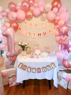 a birthday party with balloons and decorations