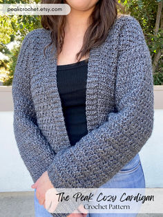 Cozy Cardigan season is upon us!  The Peak Cozy Cardigan is the perfect winter make, it works up super quickly and is easy to customize.  It is written with beginners in mind, with plenty of detail, step-by-step pictures and a video tutorial! Grab this cute cardigan pattern and your favorite yarn and get started today!