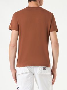 Man cotton t-shirtBrown solid colorPalms embroidered on the frontSt. Barth logo on the sleeveRegular fitRound neckComposition:100%cotton Brown Cotton Short Sleeve Polo Shirt, Brown Cotton Polo Shirt With Polo Collar, Brown Cotton Polo Shirt, Casual Brown Short Sleeve Polo Shirt, Brown Cotton Polo Collar Top, Casual Brown Polo Collar Top, Brown Cotton Crew Neck T-shirt, Brown Cotton Crew Neck Top, Classic Brown Crew Neck T-shirt