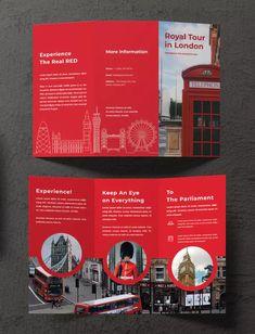 two red brochures with the words royal tour in london on them and an image of