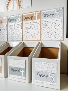 the boxes are labeled with groups and numbers