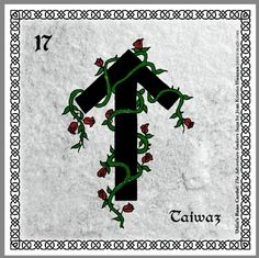 a cross with vines on it and the word calaver written in black ink is surrounded by red roses