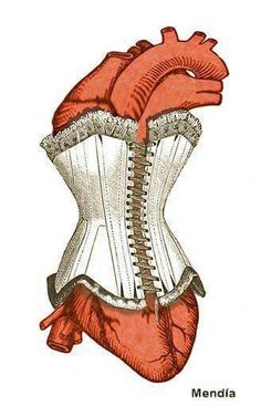 an illustration of a corset in the shape of a heart