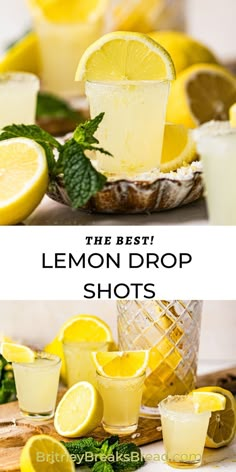 lemon drop shots on a serving board with lemon slices Shots Recipes Easy, Lemon Alcohol Drinks, Limoncello Shots Recipe, Easy Shots Recipes, Easy Party Shots, Specialty Shots Recipe, Lemon Drops Recipe, Shots Recipes Alcoholic, Popular Shots Recipes