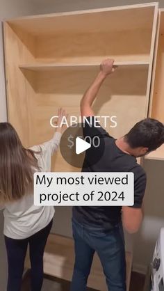 a man and woman standing in front of a cabinet with the words, my most viewed project of 2021