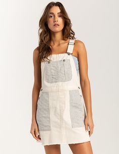 Lee Bib Overall Dress. A Good Set Of Overalls Can Really Tie Together A Whole Outfit. With The Lee® Women's Bib Overall Dress, We're Changing Up An Old Standby. Inspired By Our Classic Overall Build, This Dress Brings A Feminine Feel To This Wardrobe Staple. With Soft Pinstripes Down The Front That Contrast The Stark White Fabric, This 100% Cotton Pinafore Is Every Bit As Comfortable As It Is Cute. Loose Fit. Falls Above The Knee. Two Front Lower Slash Pockets. Two Back Pockets. Frayed Hem. Approx. Length: 32''. 100% Cotton. Machine Wash. Imported. Model Is Wearing A Size Small. Model Measurements:height: 5'8" Bust: 34"waist: 25"hips: 37.5" Overall Dress Fall Outfit, Jean Overall Dress Outfit, Denim Overall Dress Outfit, Country Homecoming, White Overall Dress, Overall Skirt Outfit, Overall Dress Outfit, Cute Professional Outfits, Overalls Dress