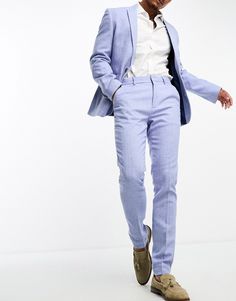 Suit pants by ASOS DESIGN Effort: made Plain design Belt loops Side pockets Skinny fit Baby Blue Mens Dress Pants, Dusty Blue Mens Pants, Bleu Pastel, Suit Trousers, Plain Design, Suit Pants, Trouser Suits, Pastel Blue, Mens Suits