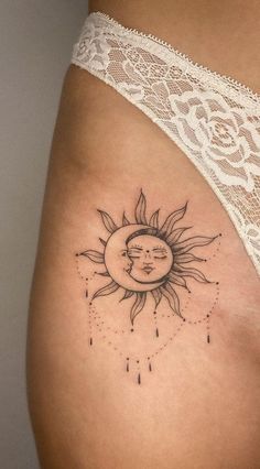 Beautiful Sun and Moon Tattoos Hippie Tattoos, Boho Tattoos, Tattoos Geometric