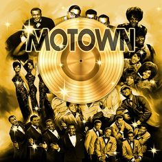 a group of men standing next to each other in front of a golden record with the word mototown on it