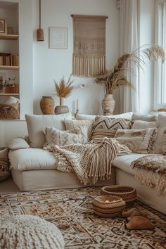 a living room filled with lots of furniture and decor