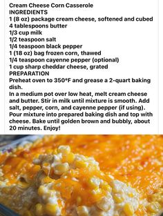 the ingredients for an easy cheesy casserole recipe